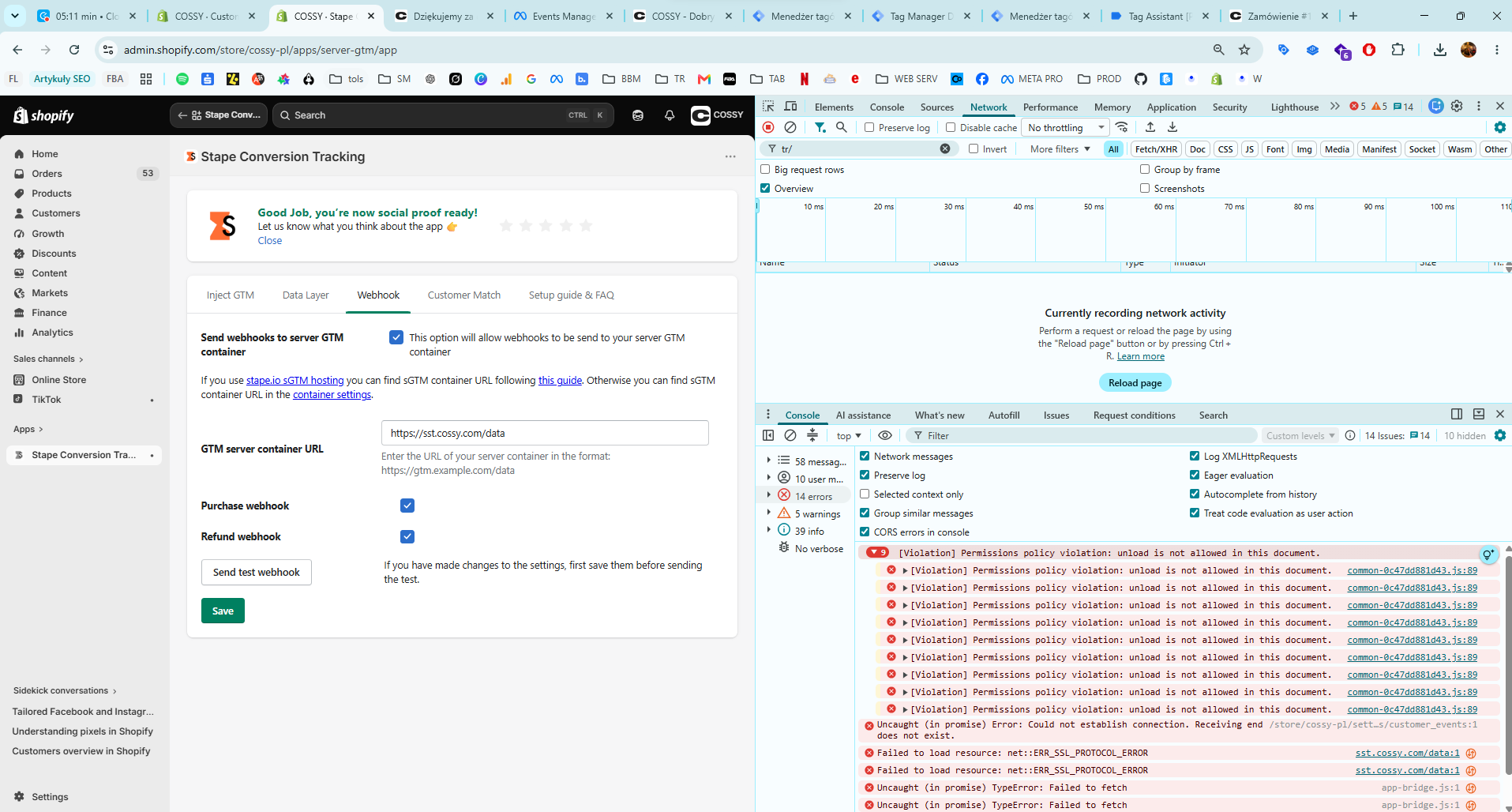 Stape Conversion Tracking i błąd SSL podczas wysyłki webhooka